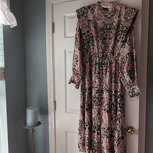 Missguided+ Black and Red Paisley Long Sleeve Dress